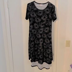 Lularoe Carly dress. Black w/ gray & white floral. XS